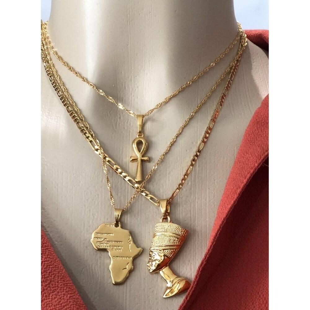 3 piece Africa , ankh and Nefertiti SET